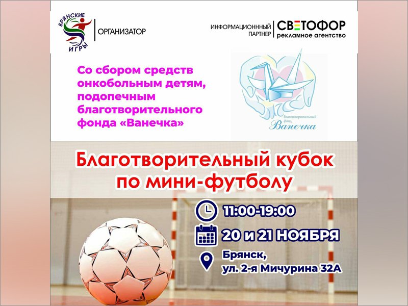 В Брянске пройдёт футбольный турнир в помощь онокобольным детям