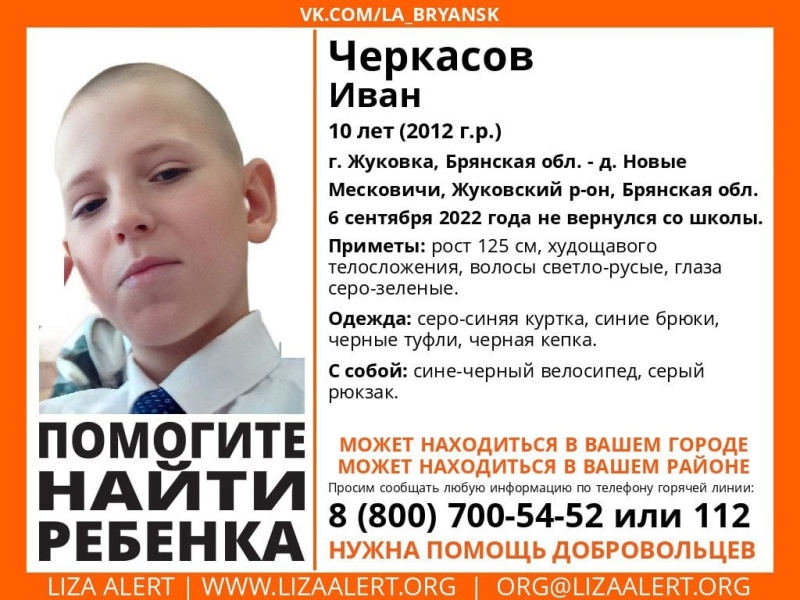 Поиски десятилетнего Вани Черкасова в Жуковке продолжались всю ночь. Ребёнок не найден
