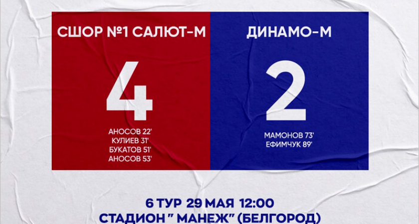Брянская динамовская молодёжка проиграла в Белгороде