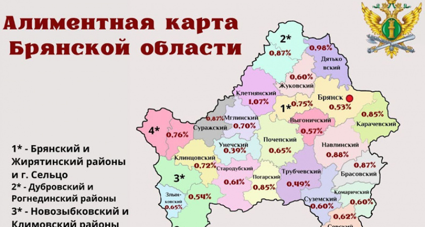 Брянские судебные приставы обновили алиментную карту региона. В «антилидерах» Клетня, Дятьково и Сураж
