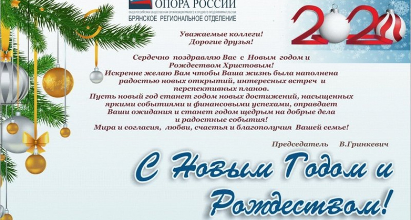 Председатель брянской «ОПОРЫ РОССИИ» поздравил соратников с Новым Годом и Рождеством