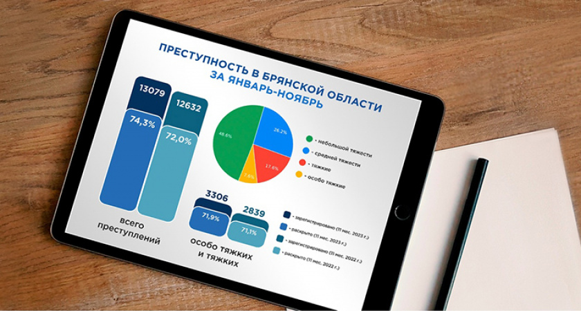Четверть всех зарегистрированных преступлений в Брянской области приходится на тяжкие и особо тяжкие