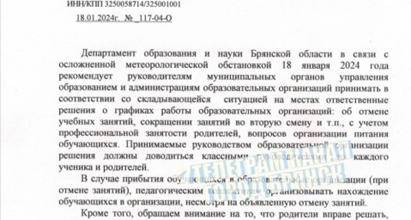 Брянский департамент образования рекомендует школьникам пропустить занятия в школах из-за гололёда
