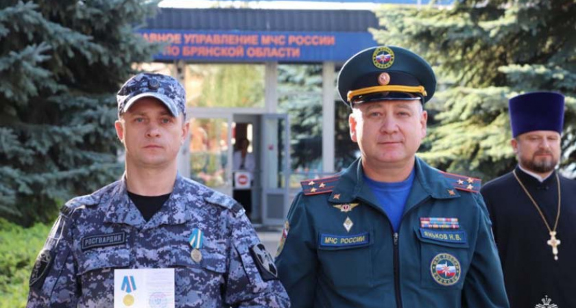 Брянского росгвардейца наградили медалью МЧС за спасение ребёнка