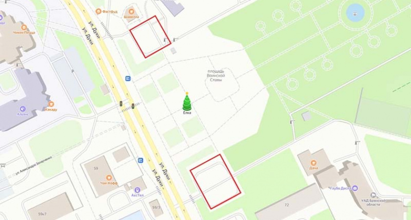 В Брянске в ночь на 28 декабря перекроют для транспорта территорию у стелы Воинской славы