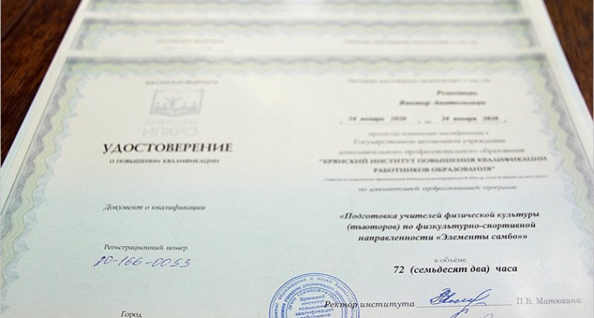 Сертификаты о повышении квалификации по направлению "Элементы самбо" получили уже более ста брянских учителей