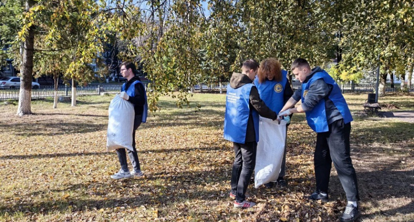 Порядок в бежицких парках и скверах вышли наводить студенты колледжей и университета