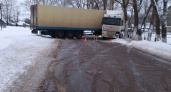 В брянском поселке Локоть фура «уехала» в дерево, водитель госпитализирован