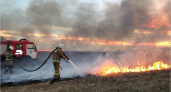 Севские пожарные тушили горящее пшеничное поле