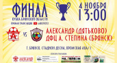 Финал Кубка Брянской области по футболу намечен на 4 ноября