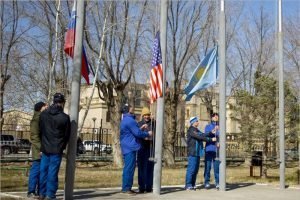 Традиционные мероприятия на Байконуре: Андрей Бабкин поднимал флаг Казахстана