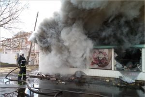 В Навле утром сгорел продуктовый киоск