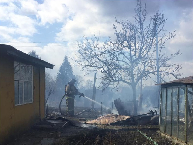 В Брянске пожарные потушили горящий дачный участок