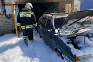 В пригороде Брянска средь бела дня сгорела легковая машина
