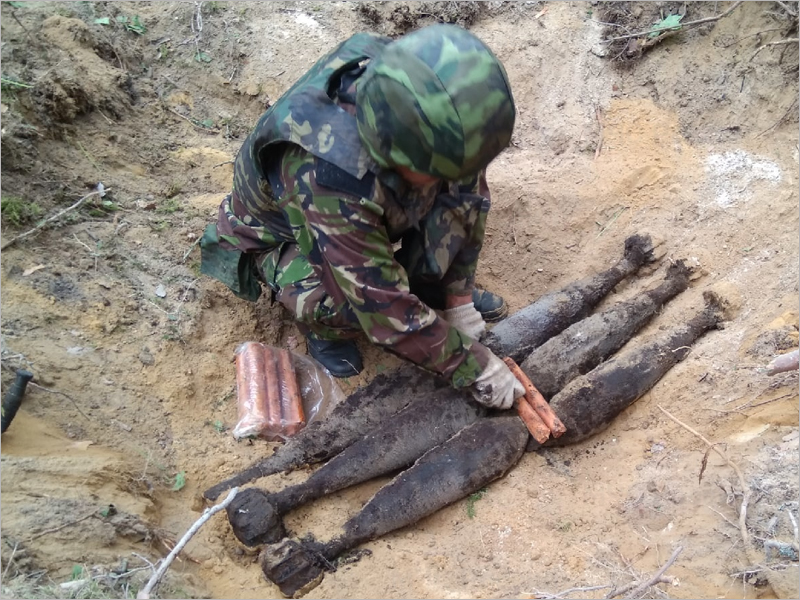 В Карачевском районе найдено и подорвано два десятка снарядов времён войны