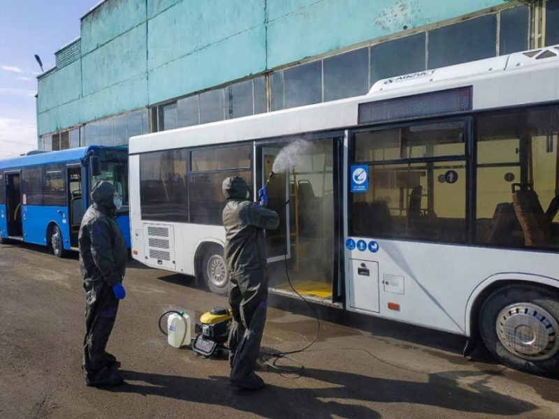 В Брянске снова продезинфицировали автобусы