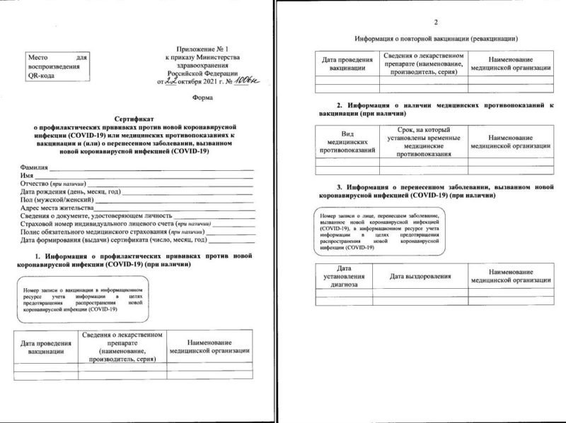 Минздрав показал новый сертификат о вакцинации от COVID-19