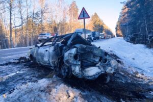 В сгоревшей машине на объездной дороге вокруг Брянска погибла женщина