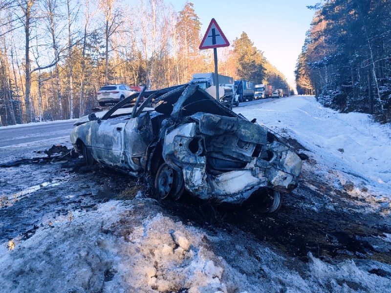 В сгоревшей машине на объездной дороге вокруг Брянска погибла женщина