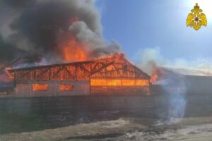 В Брянске сгорело деревообрабатывающее предприятие, площадь пожара почти 2,5 тыс. квадратных метров