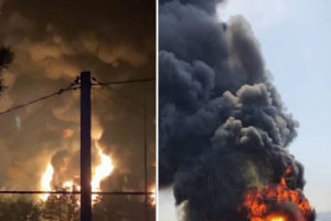 Площадь пожара на резервуарах с дизтопливом в Брянской области достигла 4 тысяч кв. м. Огонь удалось локализовать