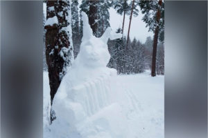 В окрестностях Белых Берегов появилась снежная скульптура символа будущего года
