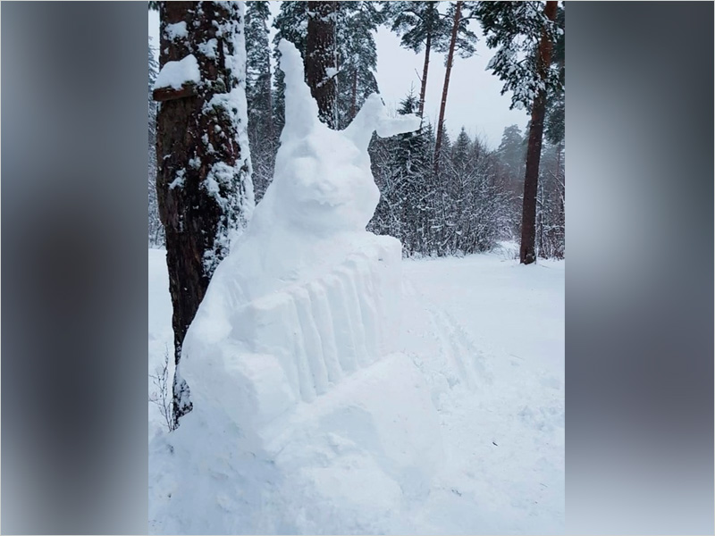 В окрестностях Белых Берегов появилась снежная скульптура символа будущего года