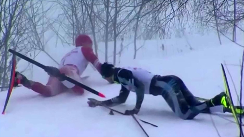 Олимпийские чемпионы Сергей Устюгов и Александр Большунов завалили друг друга в спринте и остались без финала