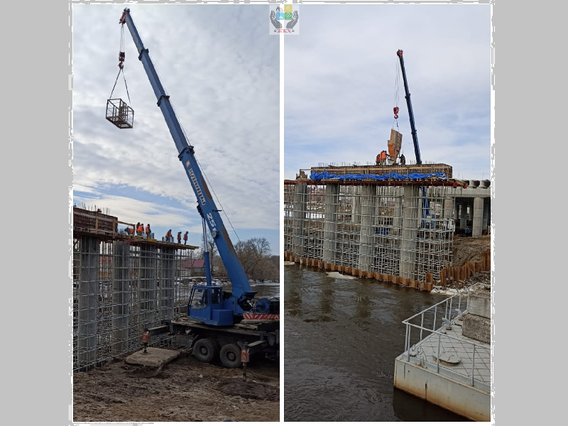 Славянский мост в Брянске: началось бетонирование ригеля на седьмой опоре
