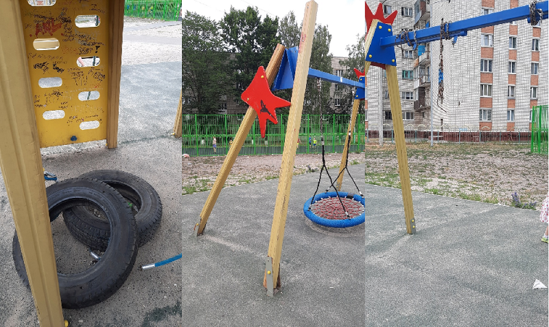 Легендарная детская площадка «Катюша-80» в Бежице не простояла целой после реконструкции и двух лет