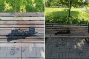Вандалы в Новозыбкове пытались сжечь скамьи в сквере