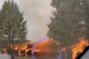 Ландшафтный пожар уничтожил десятки тонн сена на поле в Почепском районе