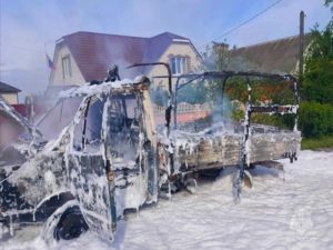 В Бордовичах сгорел дотла грузовой фургон