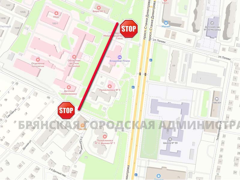 Проезд у областной детской больницы в Брянске закроют на ремонт