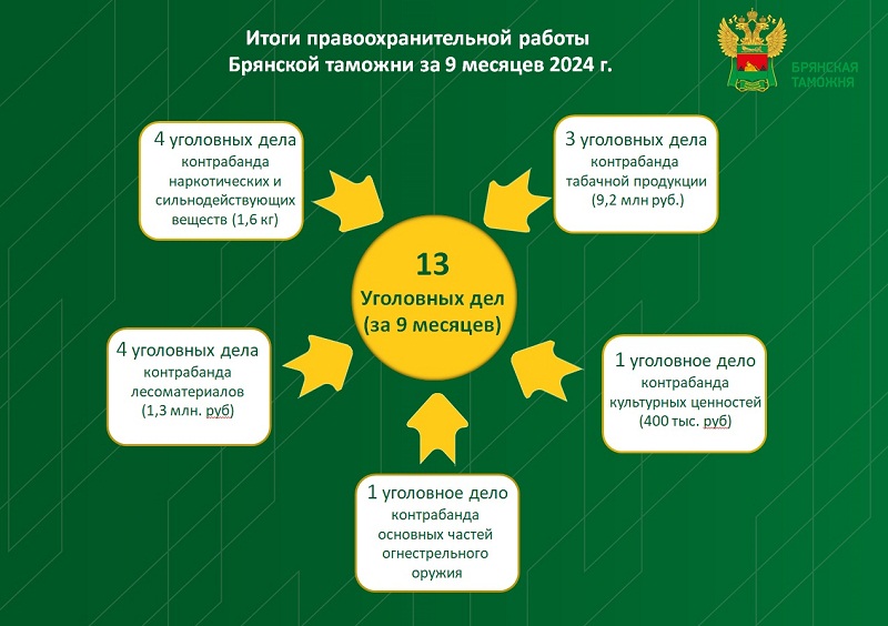 Брянские таможенники с начала года наложили по уголовным и административным делам штрафов на 27 млн. рублей