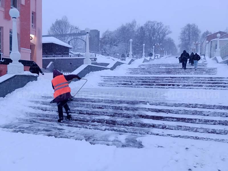 В Брянске разгребают последствия вчерашней метели